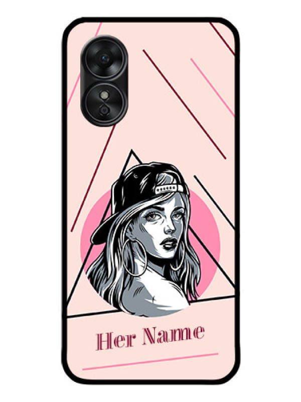Custom Oppo A17 Personalized Glass Phone Case - Rockstar Girl Design