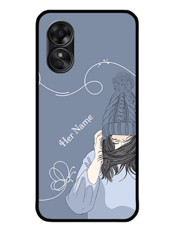 Custom Oppo A17 Custom Glass Mobile Case - Girl in winter outfit Design