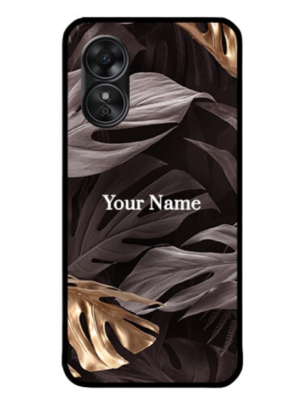Custom Oppo A17 Personalised Glass Phone Case - Wild Leaves digital paint Design