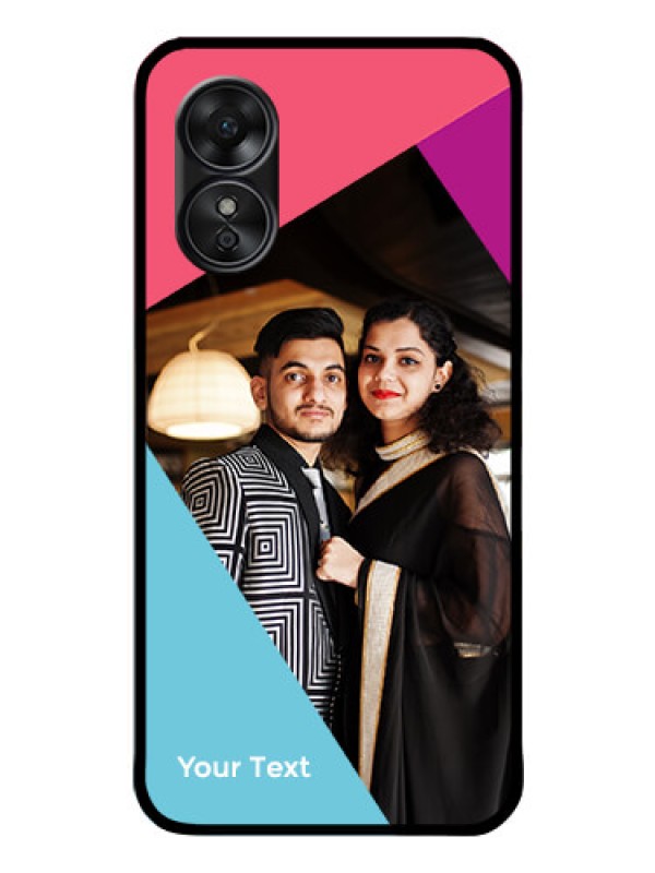 Custom Oppo A17 Custom Glass Mobile Case - Stacked Triple colour Design
