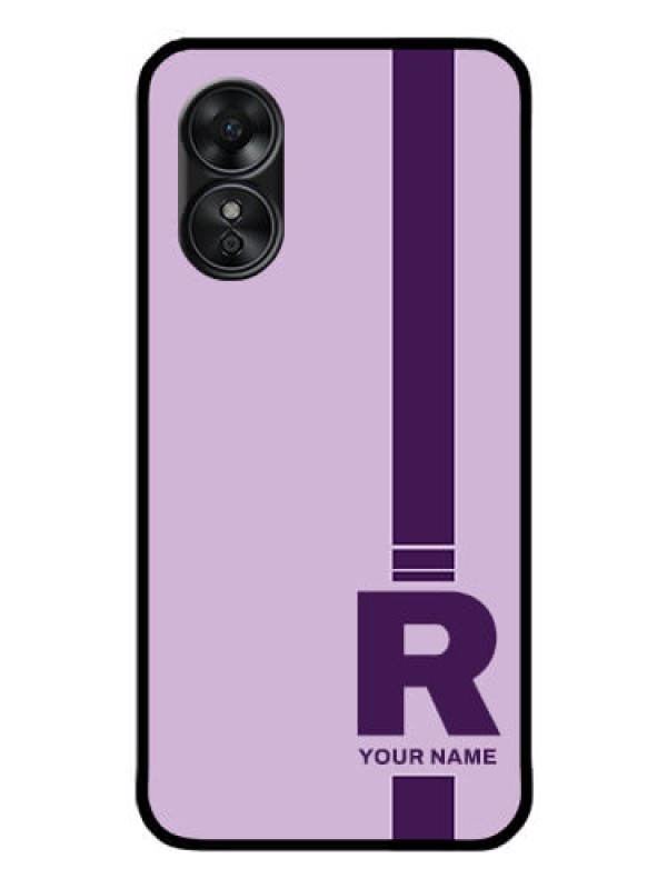 Custom Oppo A17 Photo Printing on Glass Case - Simple dual tone stripe with name Design