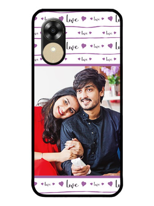 Custom Oppo A1k Custom Glass Mobile Case - Couples Heart Design