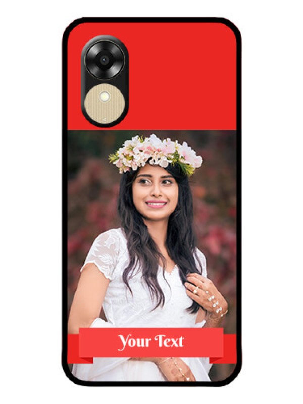 Custom Oppo A1k Custom Glass Phone Case - Simple Red Color Design