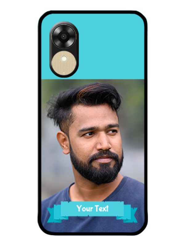 Custom Oppo A1k Personalized Glass Phone Case - Simple Blue Color Design