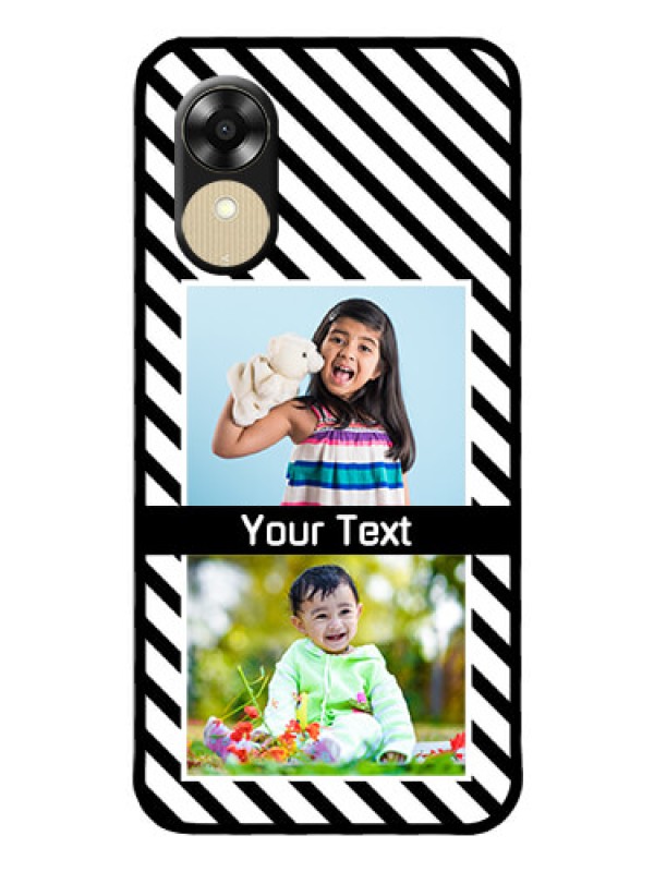 Custom Oppo A1k Photo Printing on Glass Case - Black And White Stripes Design