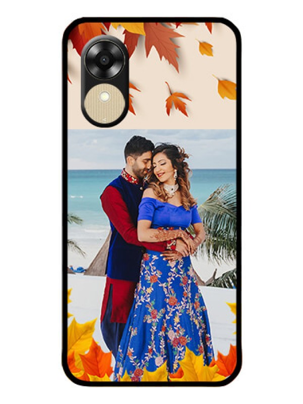 Custom Oppo A1k Photo Printing on Glass Case - Autumn Maple Leaves Design