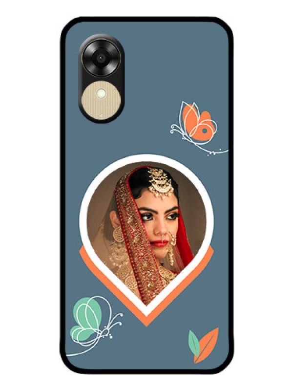 Custom Oppo A17k Custom Glass Mobile Case - Droplet Butterflies Design