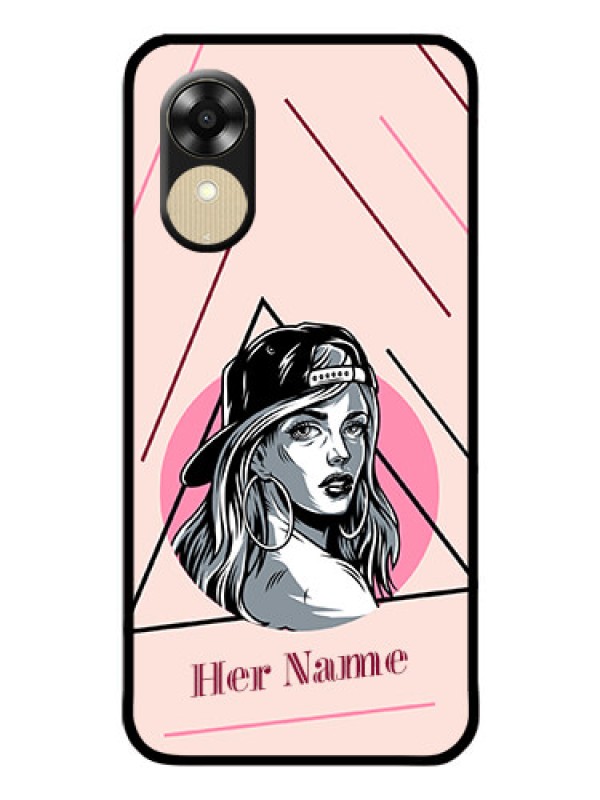Custom Oppo A17k Personalized Glass Phone Case - Rockstar Girl Design