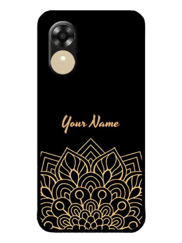 Custom Oppo A17k Custom Glass Phone Case - Golden mandala Design