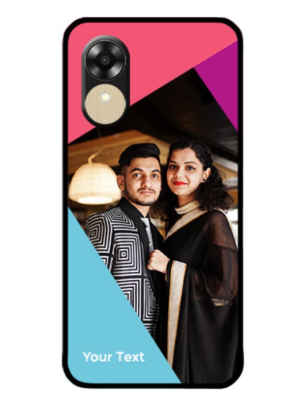 Custom Oppo A17k Custom Glass Mobile Case - Stacked Triple colour Design