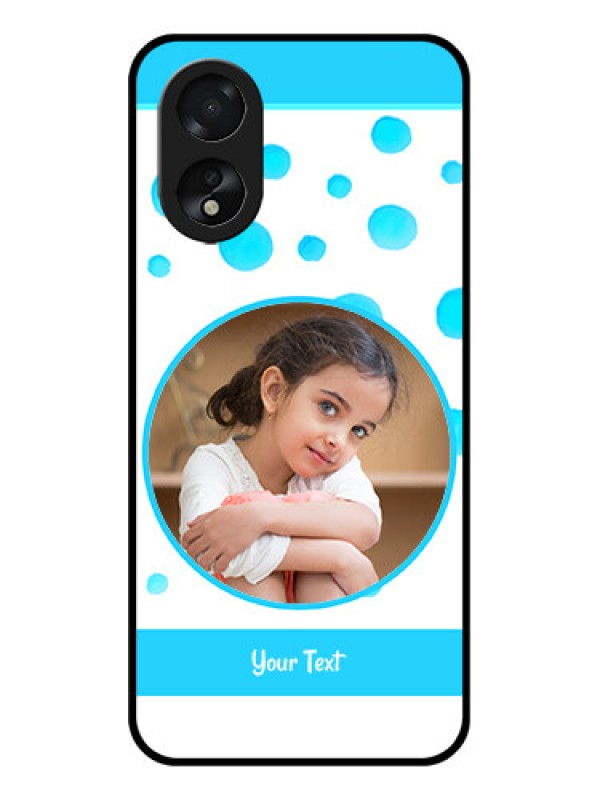 Custom Oppo A18 Custom Glass Phone Case - Blue Bubbles Pattern Design