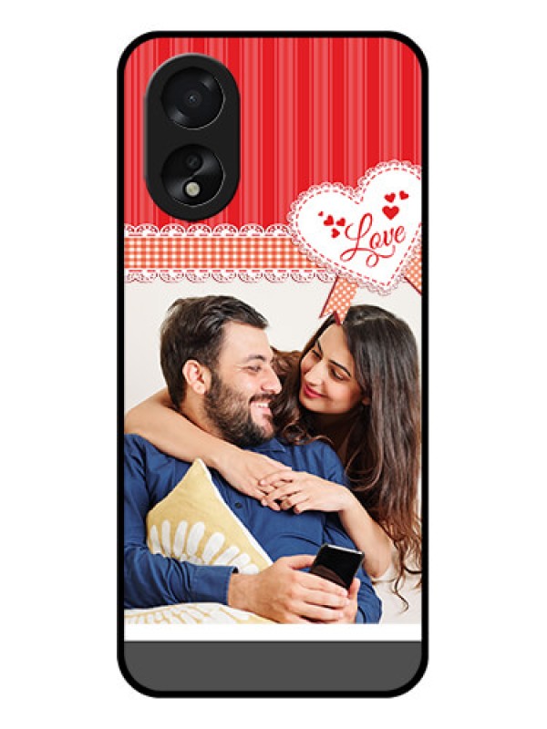 Custom Oppo A18 Custom Glass Phone Case - Red Love Pattern Design