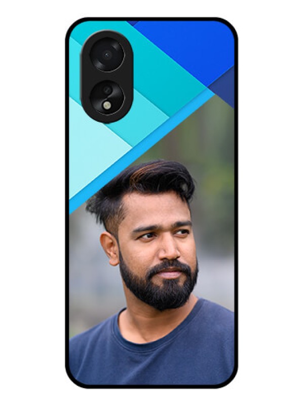 Custom Oppo A18 Custom Glass Phone Case - Blue Pattern Design
