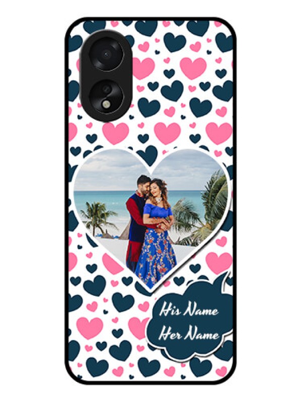 Custom Oppo A18 Custom Glass Phone Case - Pink & Blue Heart Design