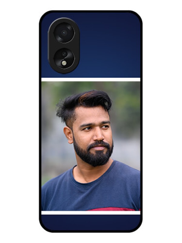 Custom Oppo A18 Custom Glass Phone Case - Simple Royal Blue Design
