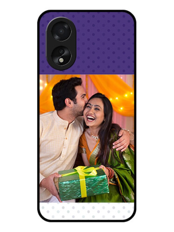 Custom Oppo A18 Custom Glass Phone Case - Violet Colored Pattern Design