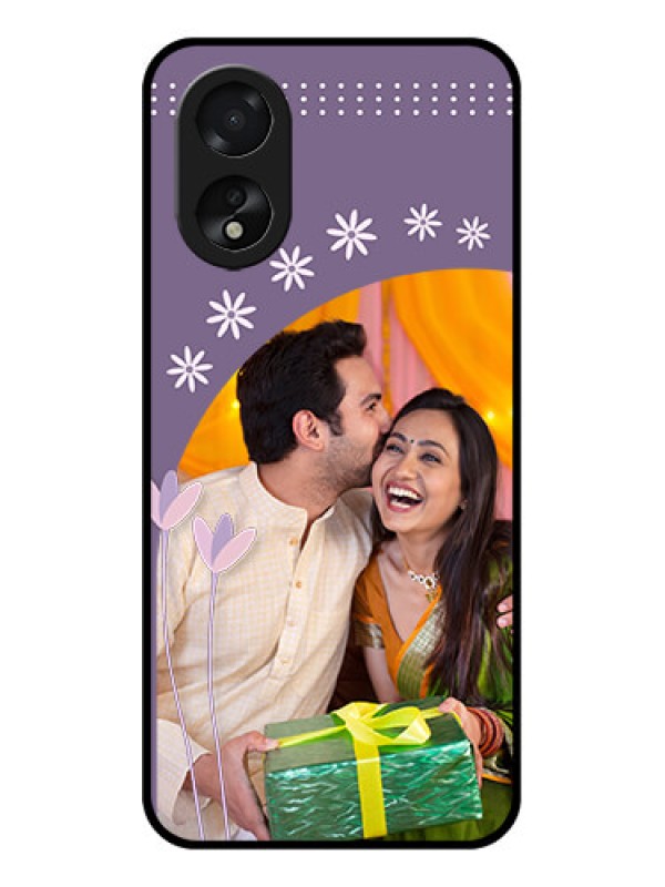 Custom Oppo A18 Custom Glass Phone Case - Lavender Flowers Design