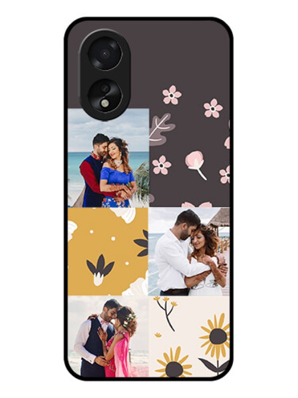 Custom Oppo A18 Custom Glass Phone Case - 3 Images With Floral Design