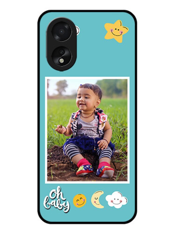 Custom Oppo A18 Custom Glass Phone Case - Smiley Kids Stars Design