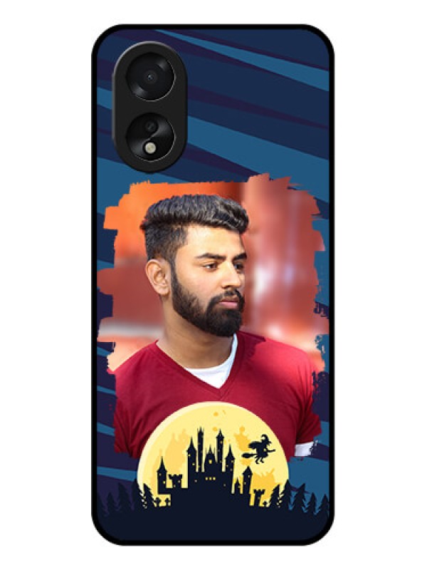 Custom Oppo A18 Custom Glass Phone Case - Halloween Witch Design