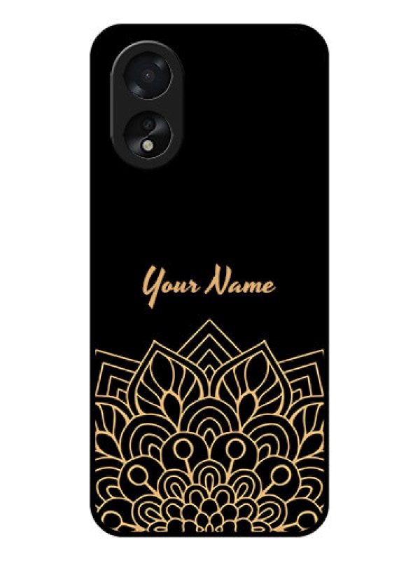 Custom Oppo A18 Custom Glass Phone Case - Golden Mandala Design