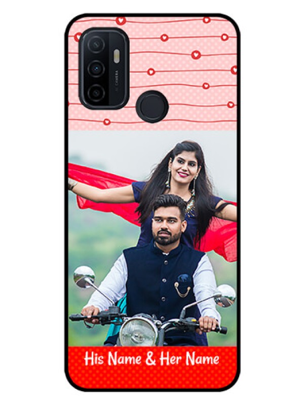 Custom Oppo A33 2020 Personalized Glass Phone Case  - Red Pattern Case Design