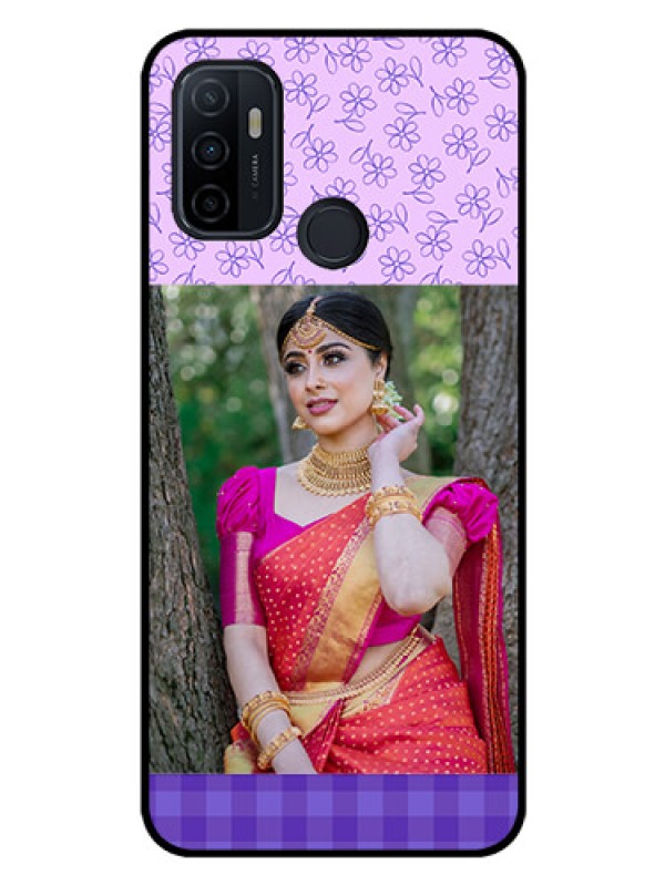 Custom Oppo A33 2020 Custom Glass Phone Case  - Purple Floral Design