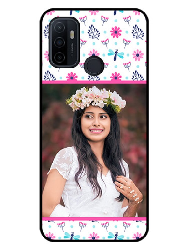 Custom Oppo A33 2020 Photo Printing on Glass Case  - Colorful Flower Design