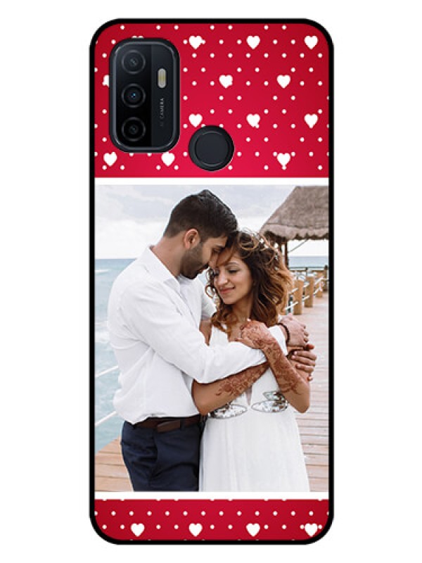 Custom Oppo A33 2020 Photo Printing on Glass Case  - Hearts Mobile Case Design