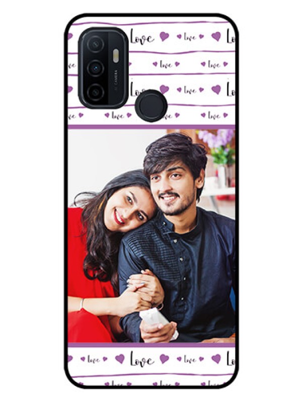 Custom Oppo A33 2020 Custom Glass Mobile Case  - Couples Heart Design