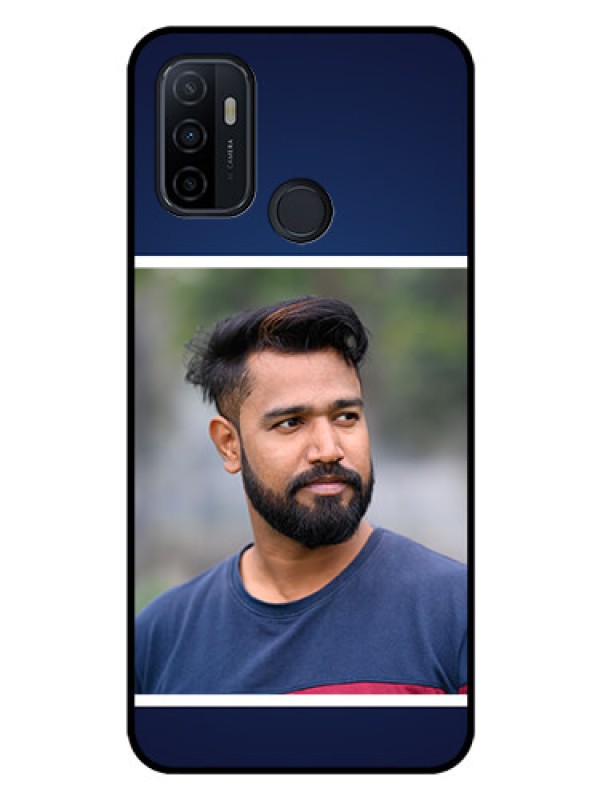 Custom Oppo A33 2020 Personalized Glass Phone Case  - Simple Royal Blue Design