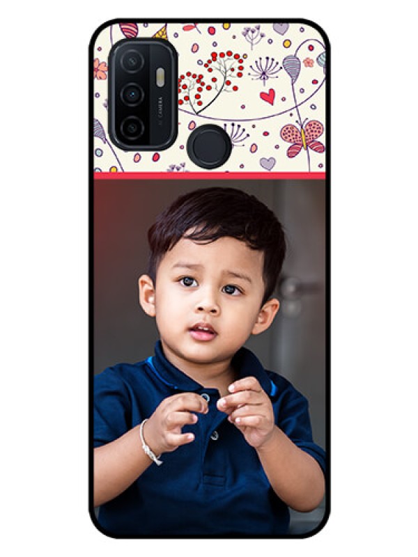 Custom Oppo A33 2020 Custom Glass Mobile Case  - Premium Floral Design