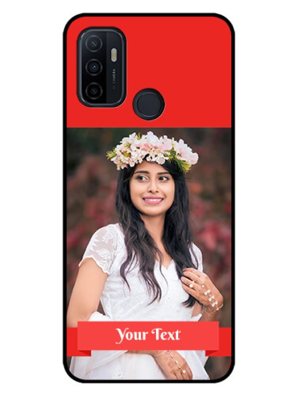 Custom Oppo A33 2020 Custom Glass Phone Case  - Simple Red Color Design