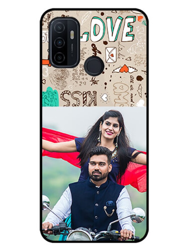 Custom Oppo A33 2020 Custom Glass Phone Case  - Love Doodle Pattern 