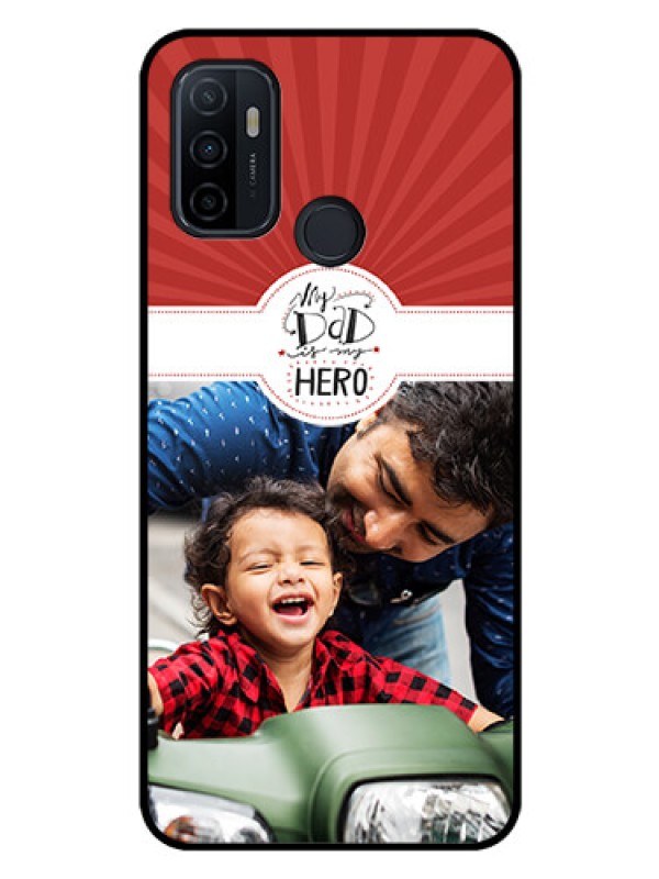 Custom Oppo A33 2020 Photo Printing on Glass Case  - My Dad Hero Design