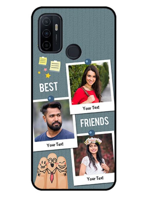 Custom Oppo A33 2020 Personalized Glass Phone Case  - Sticky Frames and Friendship Design