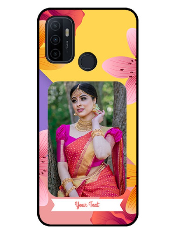 Custom Oppo A33 2020 Custom Glass Mobile Case  - 3 Image With Vintage Floral Design