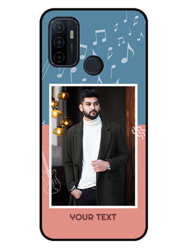 Custom Oppo A33 2020 Photo Printing on Glass Case  - with Color Musical Note Design