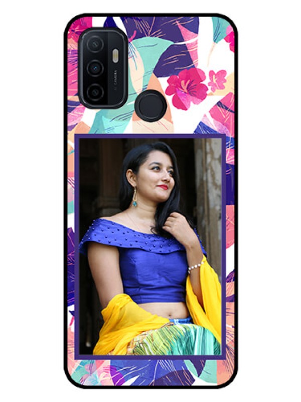 Custom Oppo A33 2020 Custom Glass Mobile Case  - Abstract Floral Design
