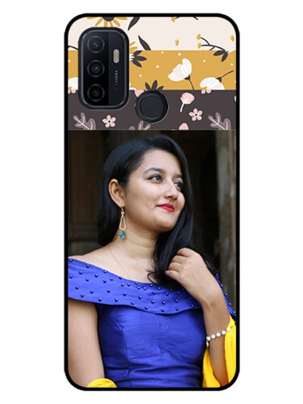Custom Oppo A33 2020 Custom Glass Phone Case  - Stylish Floral Design