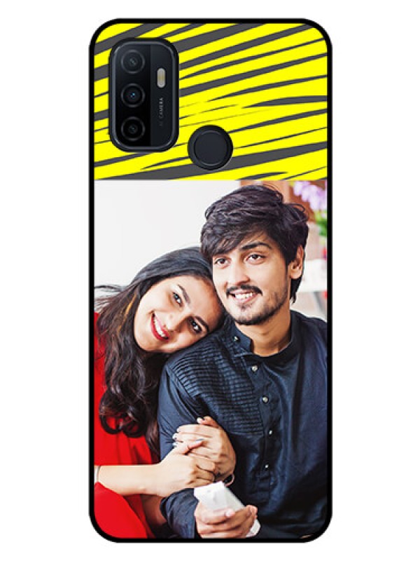 Custom Oppo A33 2020 Photo Printing on Glass Case  - Yellow Abstract Design