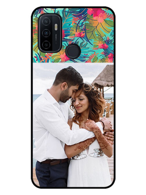 Custom Oppo A33 2020 Photo Printing on Glass Case  - Watercolor Floral Design