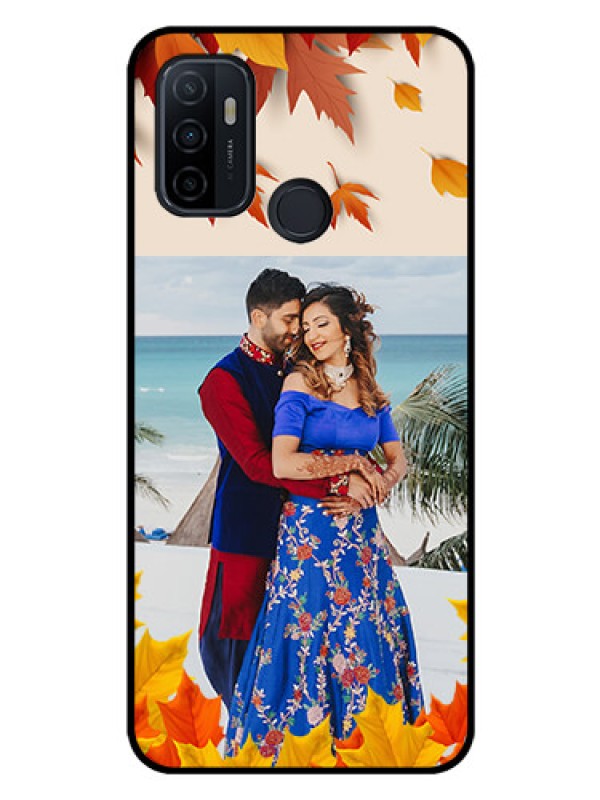 Custom Oppo A33 2020 Photo Printing on Glass Case  - Autumn Maple Leaves Design