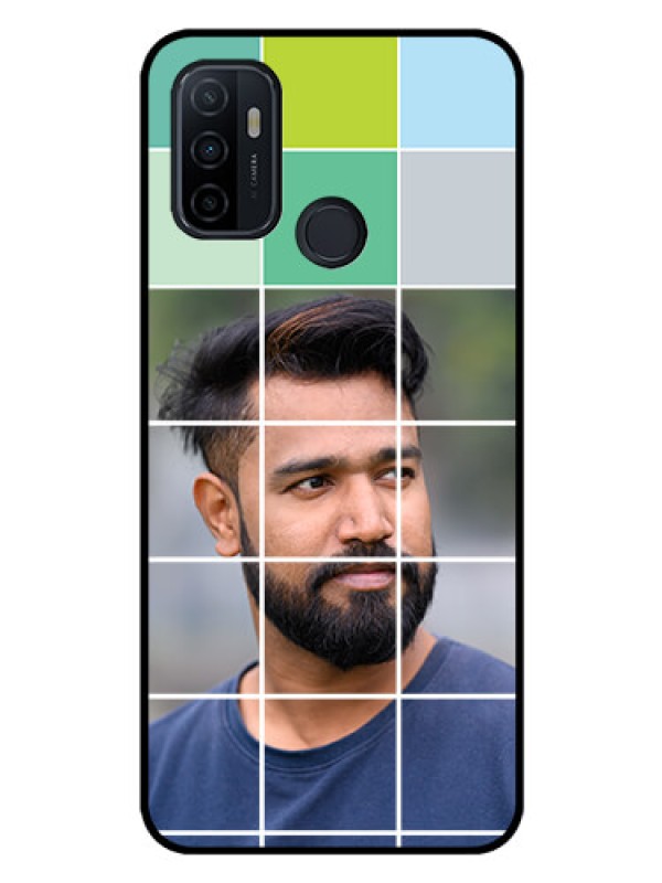 Custom Oppo A33 2020 Photo Printing on Glass Case  - with white box pattern 