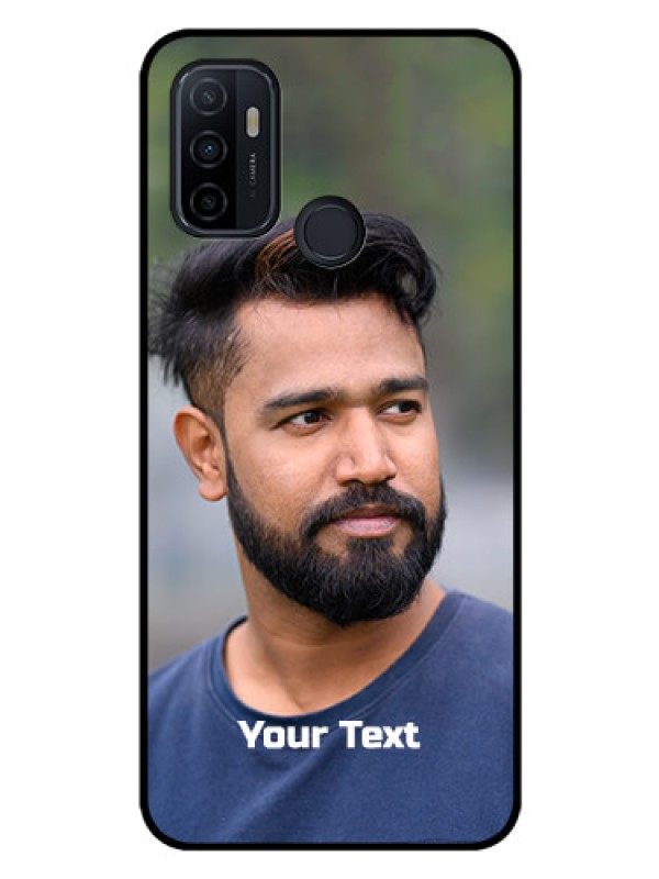 Custom Oppo A33 2020 Glass Mobile Cover: Photo with Text