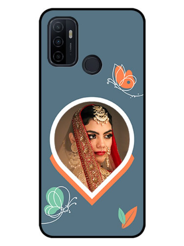 Custom Oppo A33 2020 Custom Glass Mobile Case - Droplet Butterflies Design