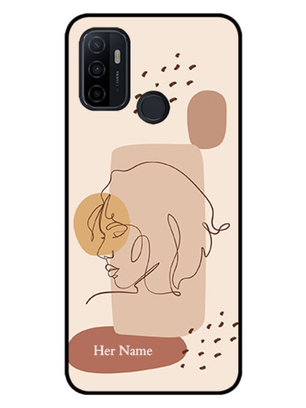 Custom Oppo A33 2020 Photo Printing on Glass Case - Calm Woman line art Design