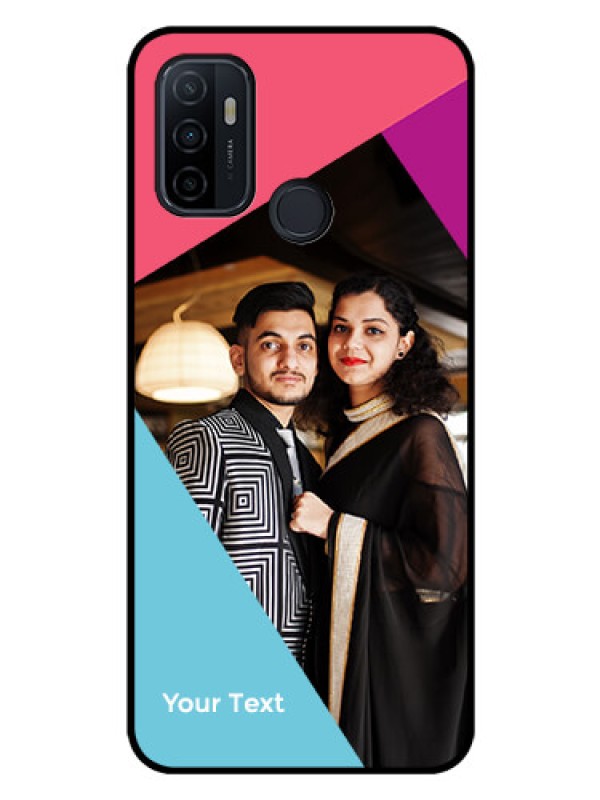 Custom Oppo A33 2020 Custom Glass Mobile Case - Stacked Triple colour Design