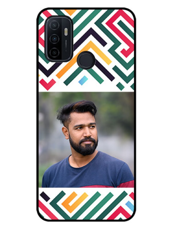 Custom Oppo A33 2020 Personalized Glass Phone Case - Colorful Maze Pattern Design