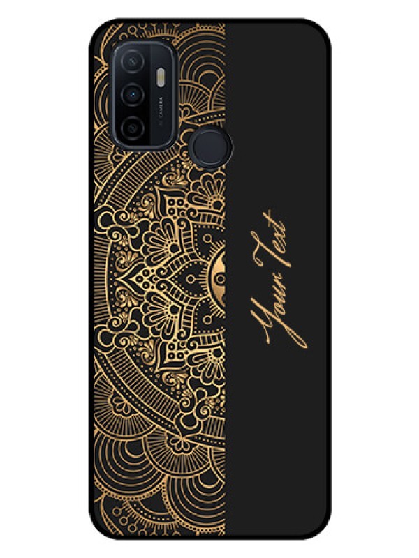 Custom Oppo A33 2020 Photo Printing on Glass Case - Mandala art with custom text Design